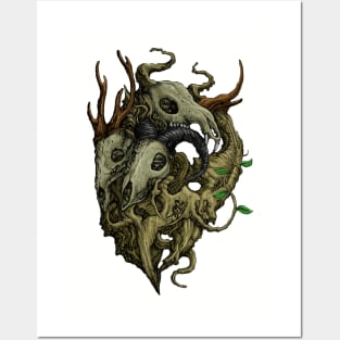 skull deer Posters and Art